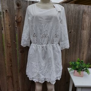 NWT Relished Floral Embroidered White Dress Size Large